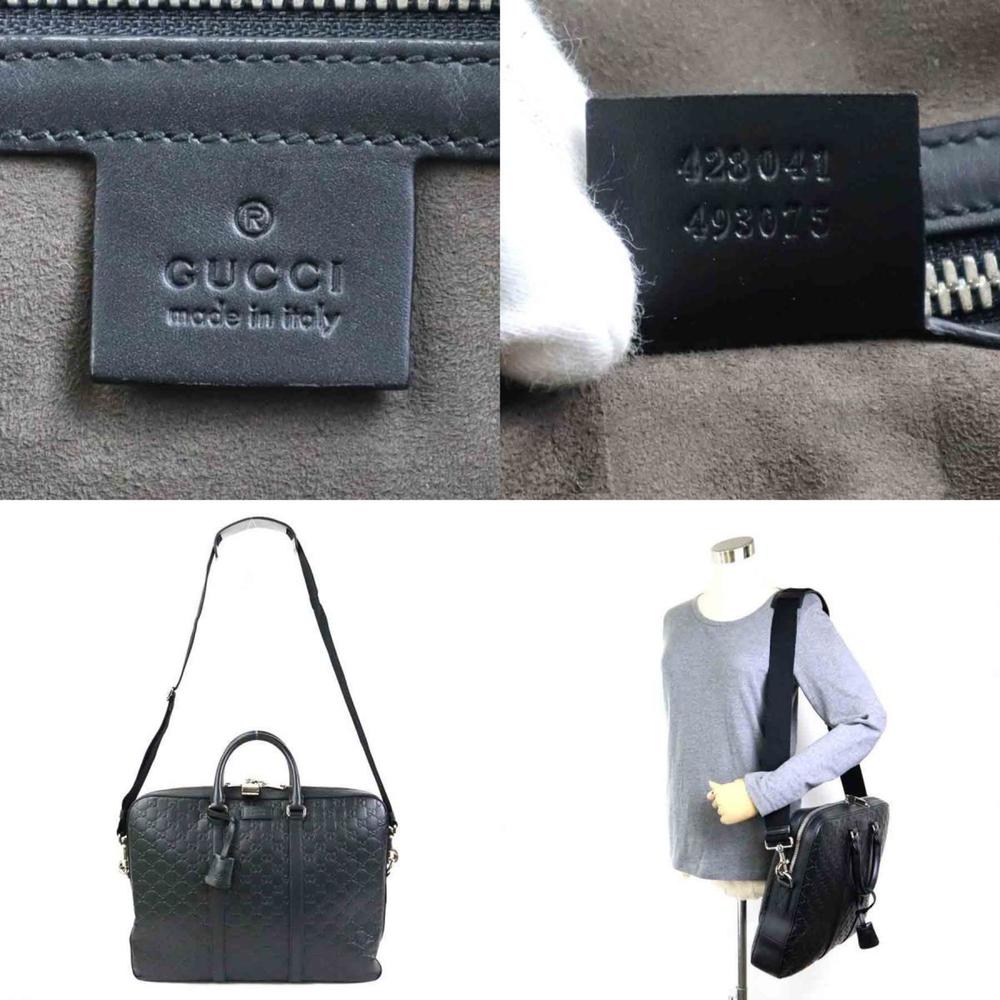 Gucci Embossed Black Leather Briefcase - Picture 5 of 5
